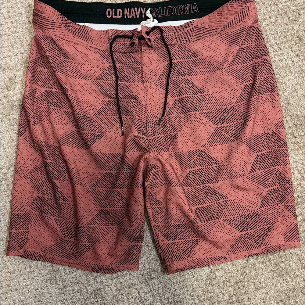 Old Navy Coral Geometric Swim Board Shorts